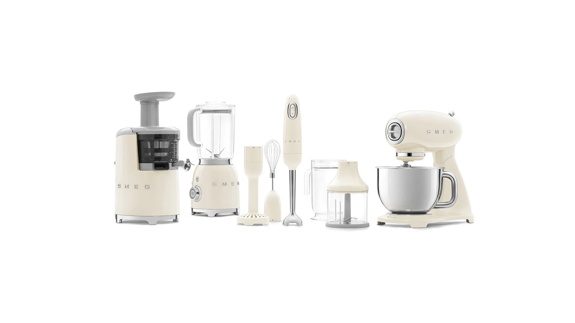 Соковыжималка шнековая SMEG SJF01CREU, 43 об/мин, корпус пластик, кремовый