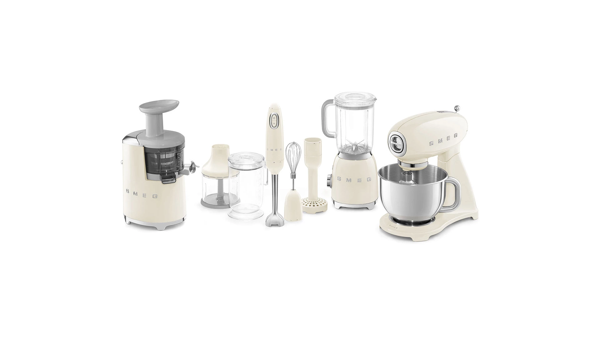 Соковыжималка шнековая SMEG SJF01CREU, 43 об/мин, корпус пластик, кремовый