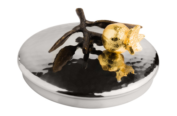 Сахарница с ложкой Michael Aram Гранат 11 см, сталь, оксидирование, золотая краска
