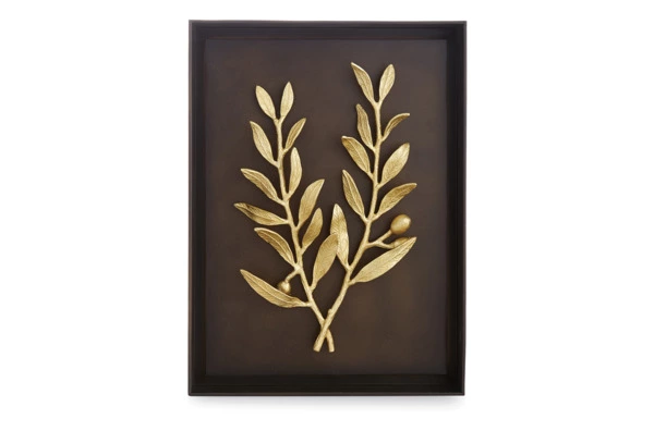 Панно Michael Aram Золотая оливковая ветвь 26х35 см, золотистое