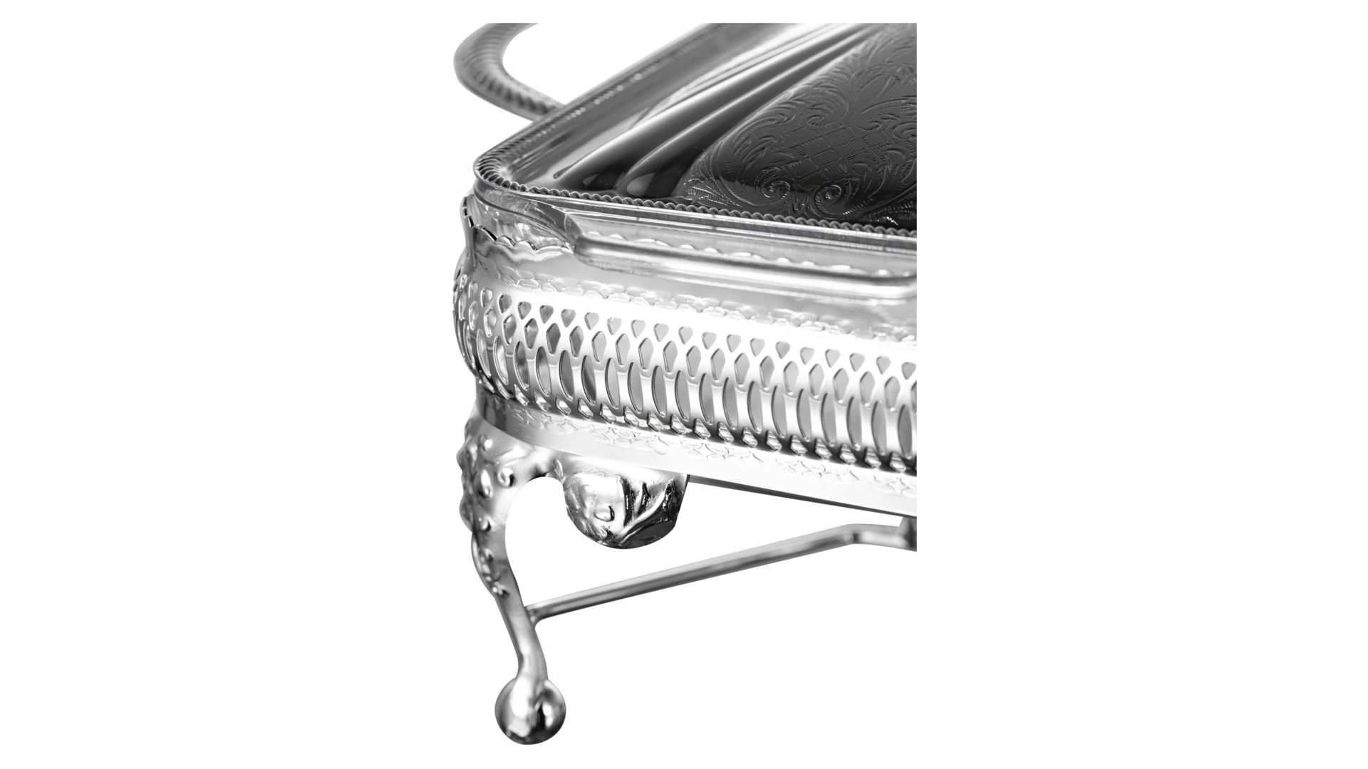 Мармит для двух блюд с крышками Queen Anne 41х28х19 см, сталь, стекло, посеребрение