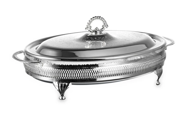 Блюдо овальное с крышкой Queen Anne 41х26 см, на ножках, сталь, посеребрение