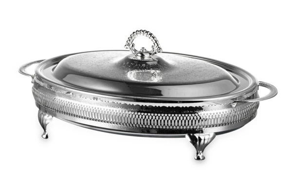 Блюдо овальное с крышкой Queen Anne 41х26 см, на ножках, сталь, посеребрение