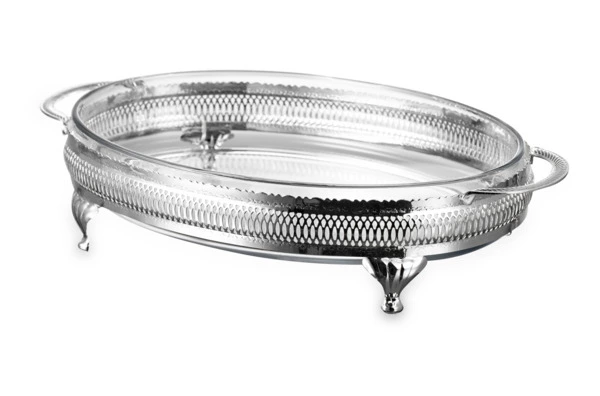 Блюдо овальное с крышкой Queen Anne 41х26 см, на ножках, сталь, посеребрение