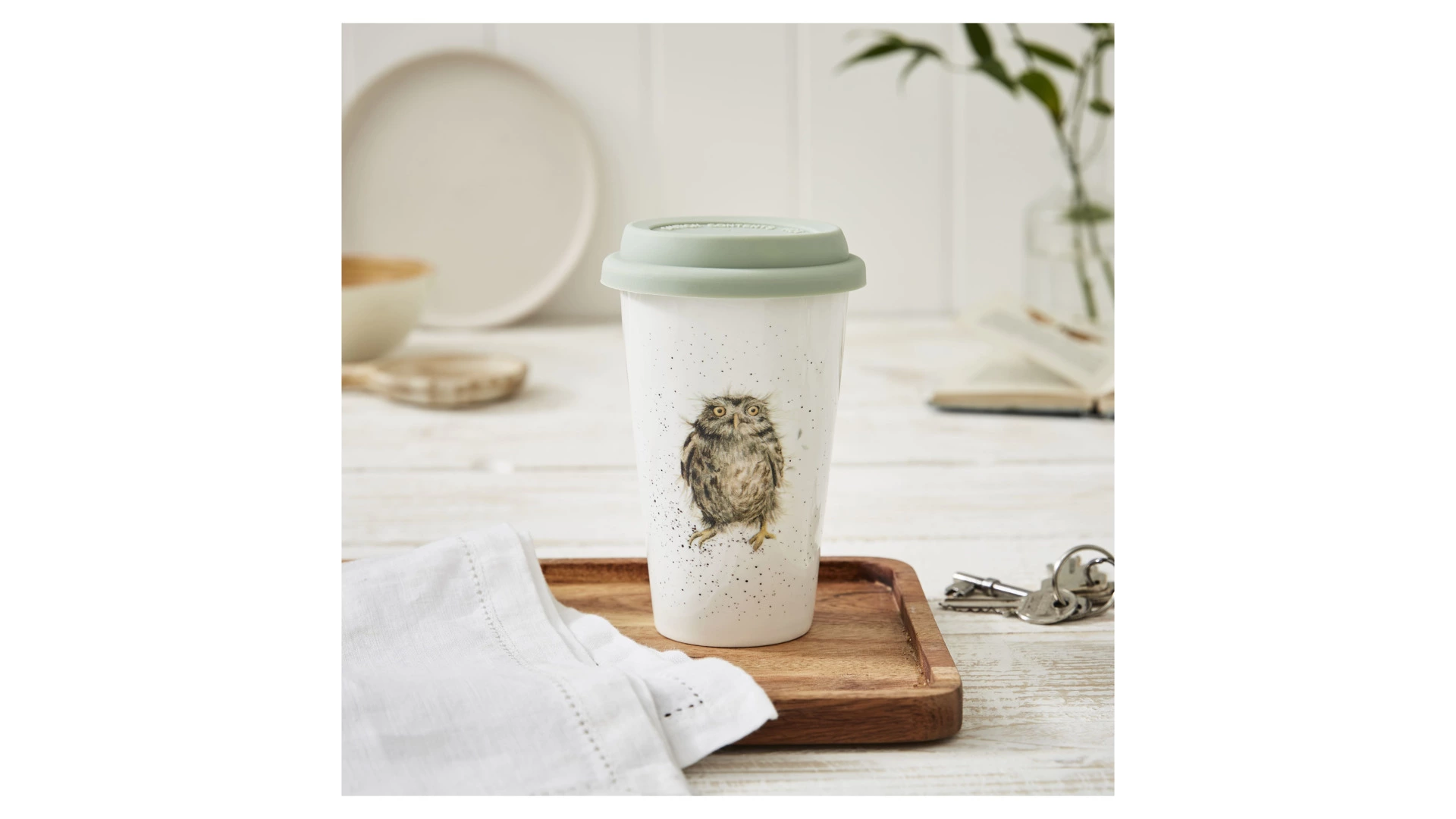 Кружка с силиконовой крышкой Royal Worcester Забавная фауна Сова 310 мл, фарфор
