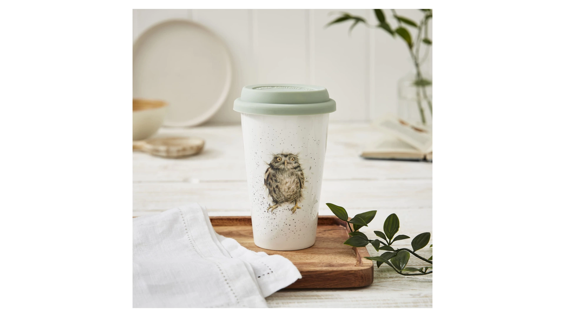 Кружка с силиконовой крышкой Royal Worcester Забавная фауна Сова 310 мл, фарфор