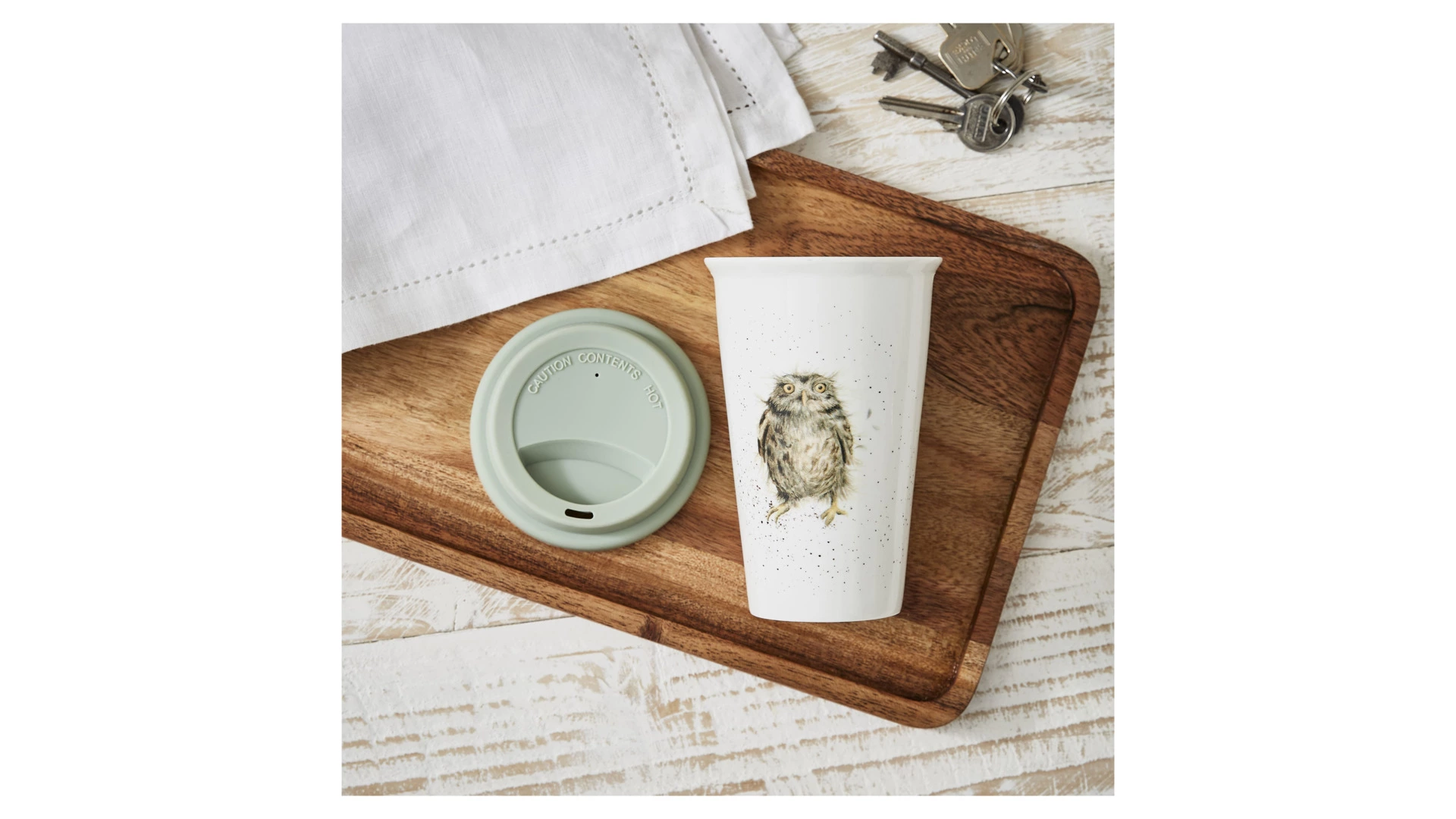 Кружка с силиконовой крышкой Royal Worcester Забавная фауна Сова 310 мл, фарфор