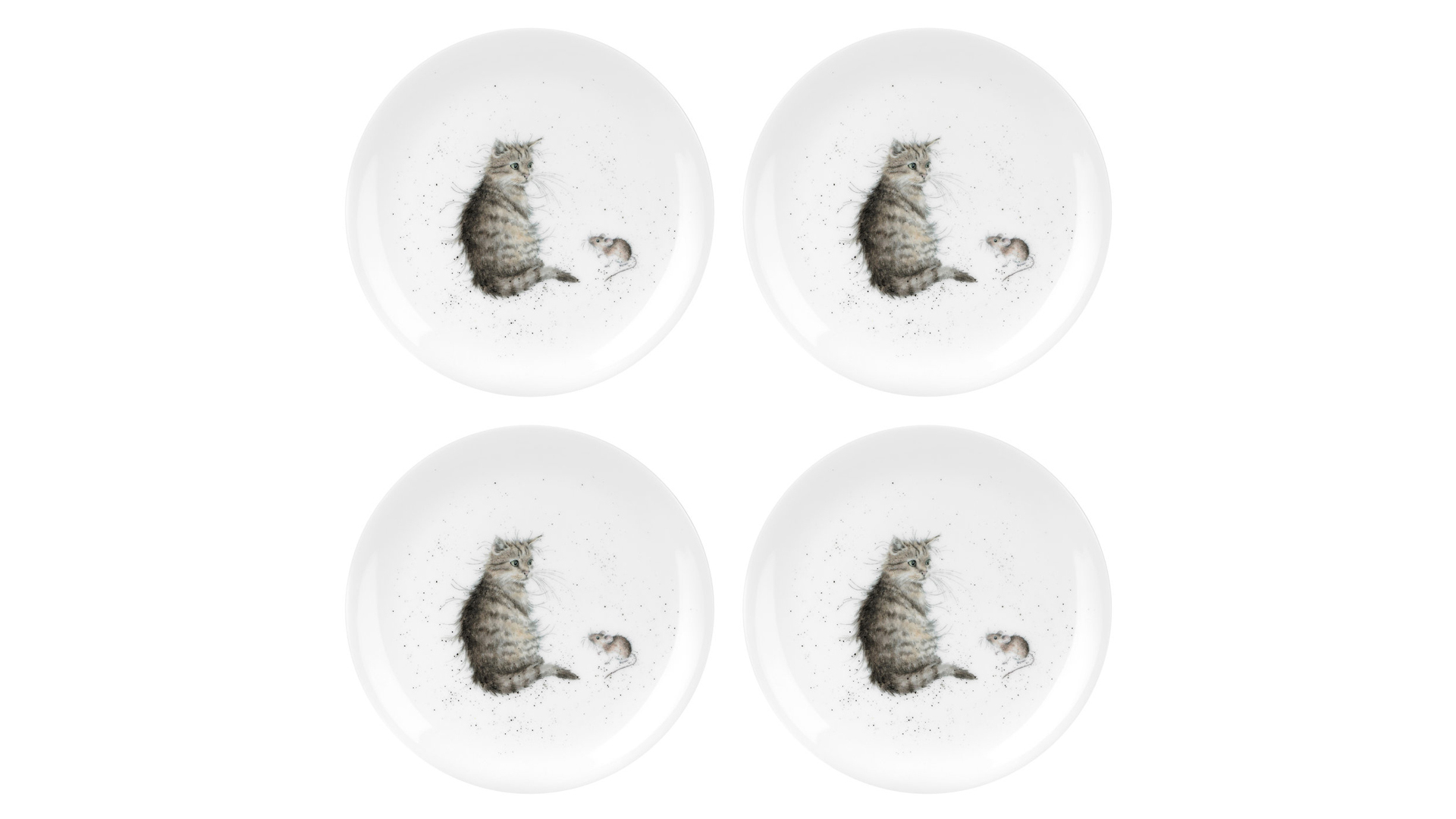 Набор тарелок закусочных Royal Worcester Забавная фауна Кот и мышь 20 см, 4 шт