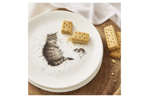 Тарелка закусочная Royal Worcester Забавная фауна Кот и мышь 20 см, фарфор костяной