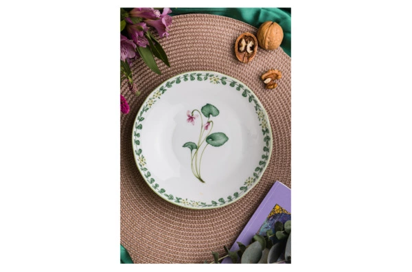 Тарелка суповая Noritake Английские травы 20 см, фарфор костяной