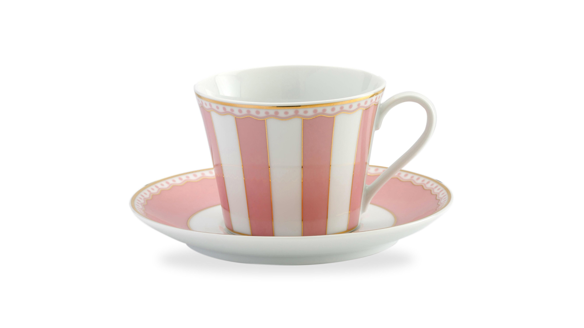 Чашка чайная с блюдцем Noritake Карнавал 240 мл, розовая полоска, п/к