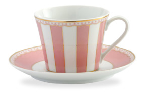 Чашка чайная с блюдцем Noritake Карнавал 240 мл, розовая полоска, п/к