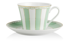 Чашка чайная с блюдцем Noritake Карнавал 240  мл, зелёная полоска, п/к