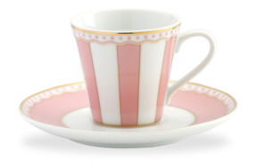 Чашка кофейная с блюдцем Noritake Карнавал 90 мл, розовая полоска, п/к