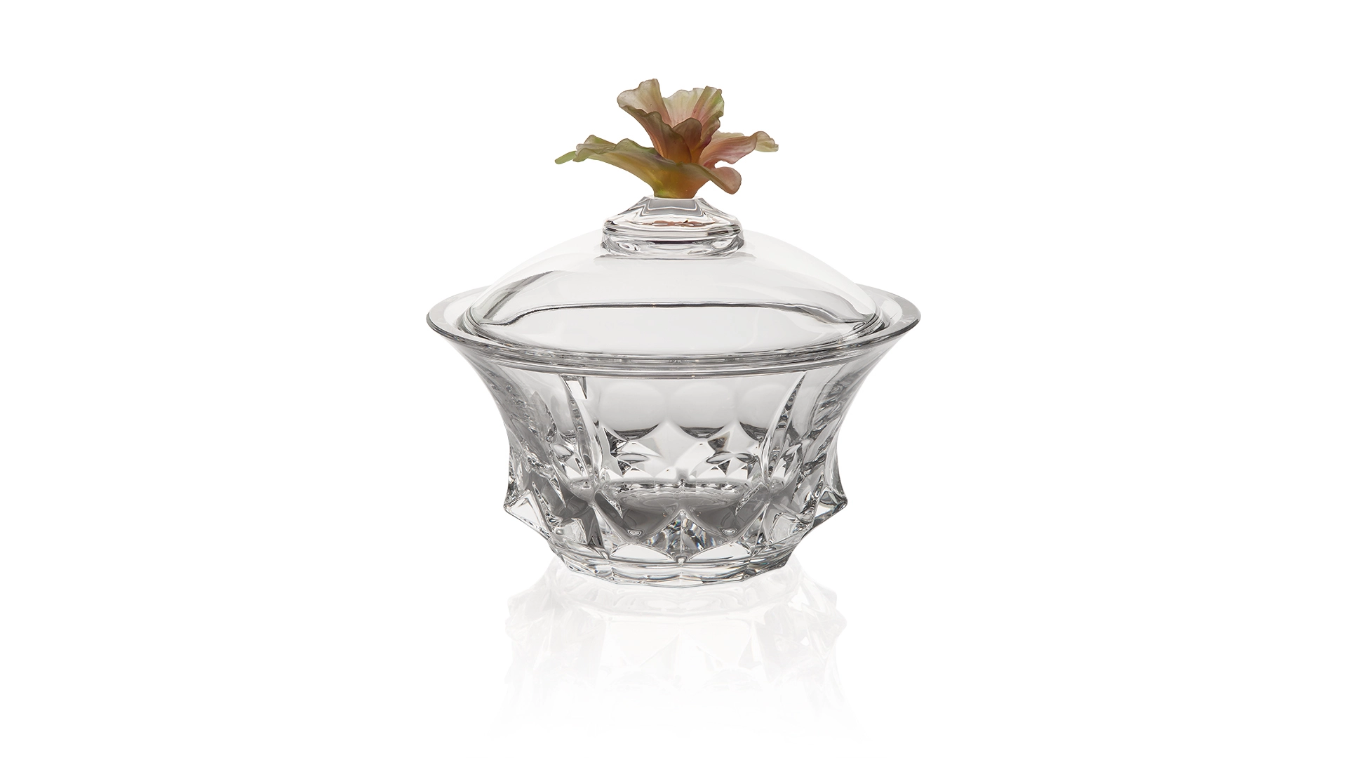 Конфетница с крышкой Cristal de ParisСохо,Лилейник21см, розово-зеленая