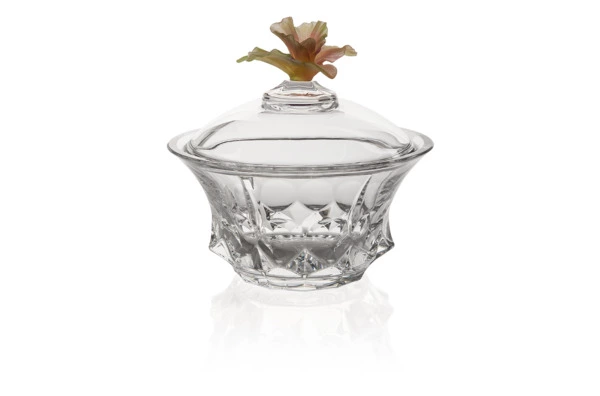 Конфетница с крышкой Cristal de ParisСохо,Лилейник21см, розово-зеленая