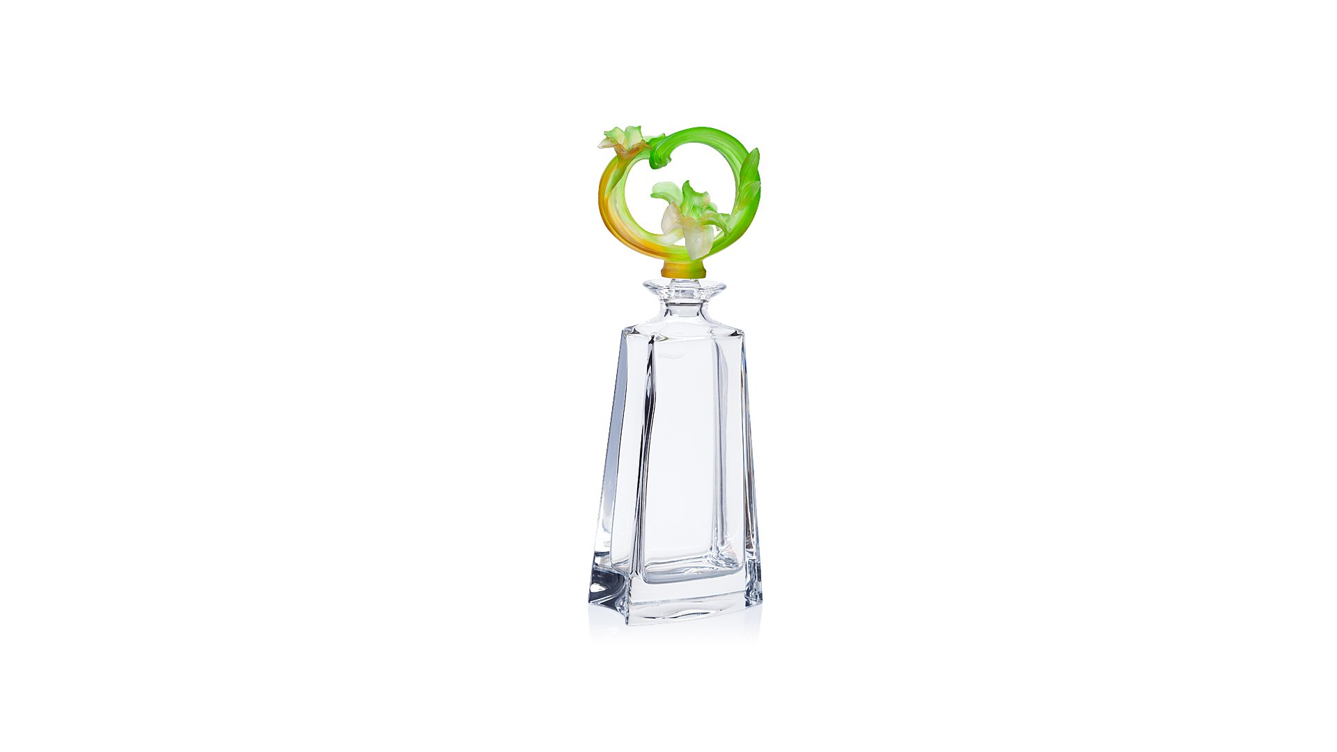 Графин для виски Cristal de ParisКруг с цветами1л, янтарно-зеленый