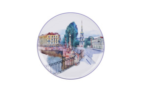 Тарелка декоративная ИФЗ Санкт-Петербург Пикалов мост Эллипс 19,5 см, фарфор твердый