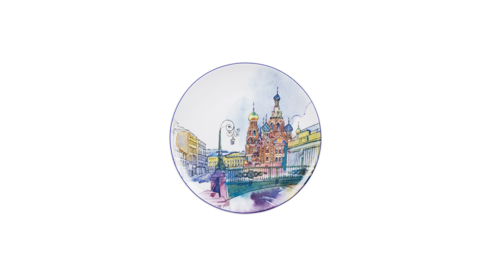 Тарелка декоративная ИФЗ Санкт-Петербург. Итальянский мост Эллипс 19,5 см, фарфор твердый