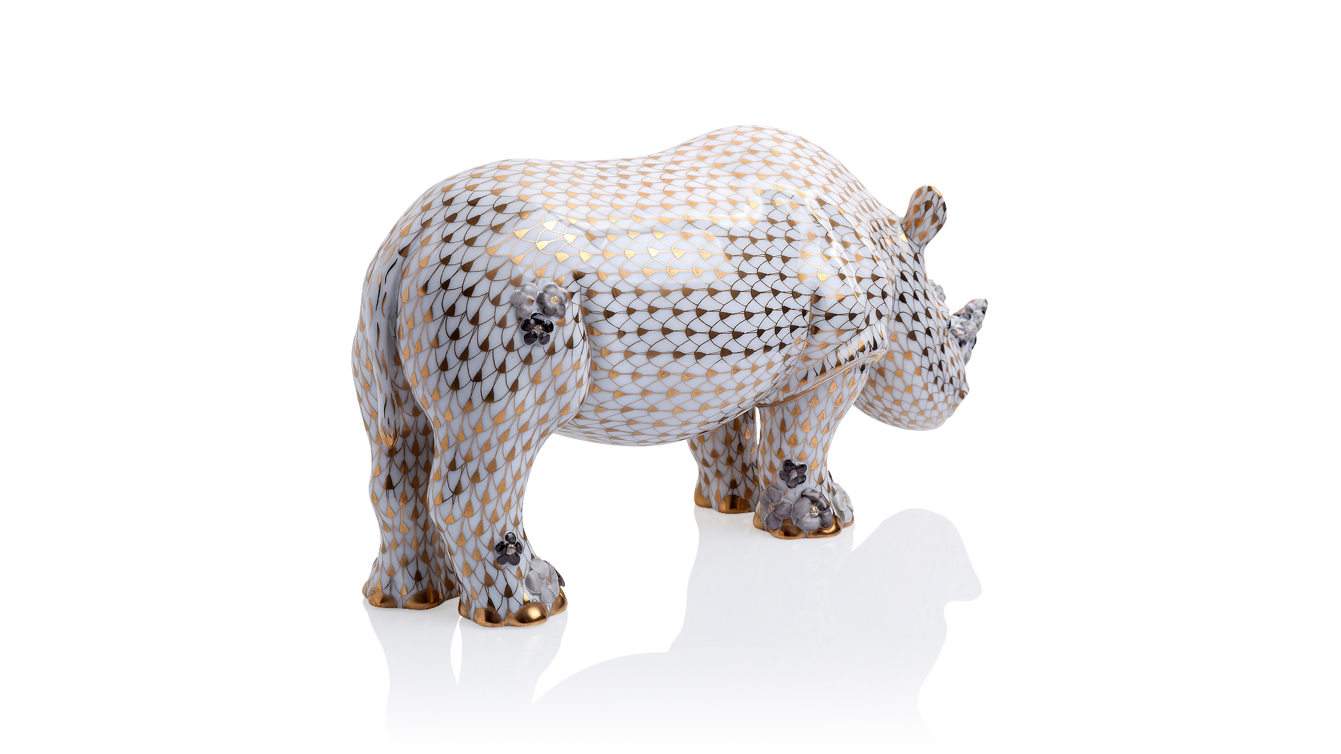 Фигурка Herend 16,5 см Носорог с цветочным орнаментом, лим.вып. 50шт