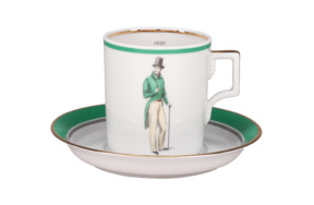 Чашка чайная с блюдцем ИФЗ Modes de Paris Гербовая 220 мл, фарфор твердый, зеленый