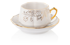 Чашка чайная с блюдцем Франц Гарднер в Вербилках № 7 Сувенирная 100 мл, фарфор твердый