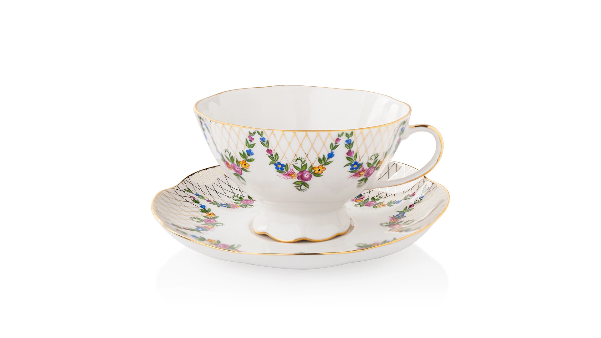 Чашка чайная с блюдцем Франц Гарднер в Вербилках Восточная принцесса Английский сад , фарфор твердый