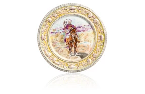 Блюдо настенное Франц Гарднер в Вербилках Соколиная охота, фарфор твердый