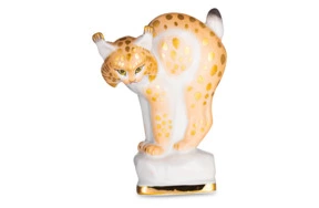 Скульптура Франц Гарднер в Вербилках Рысь 20 см, фарфор твердый, белый, п/к