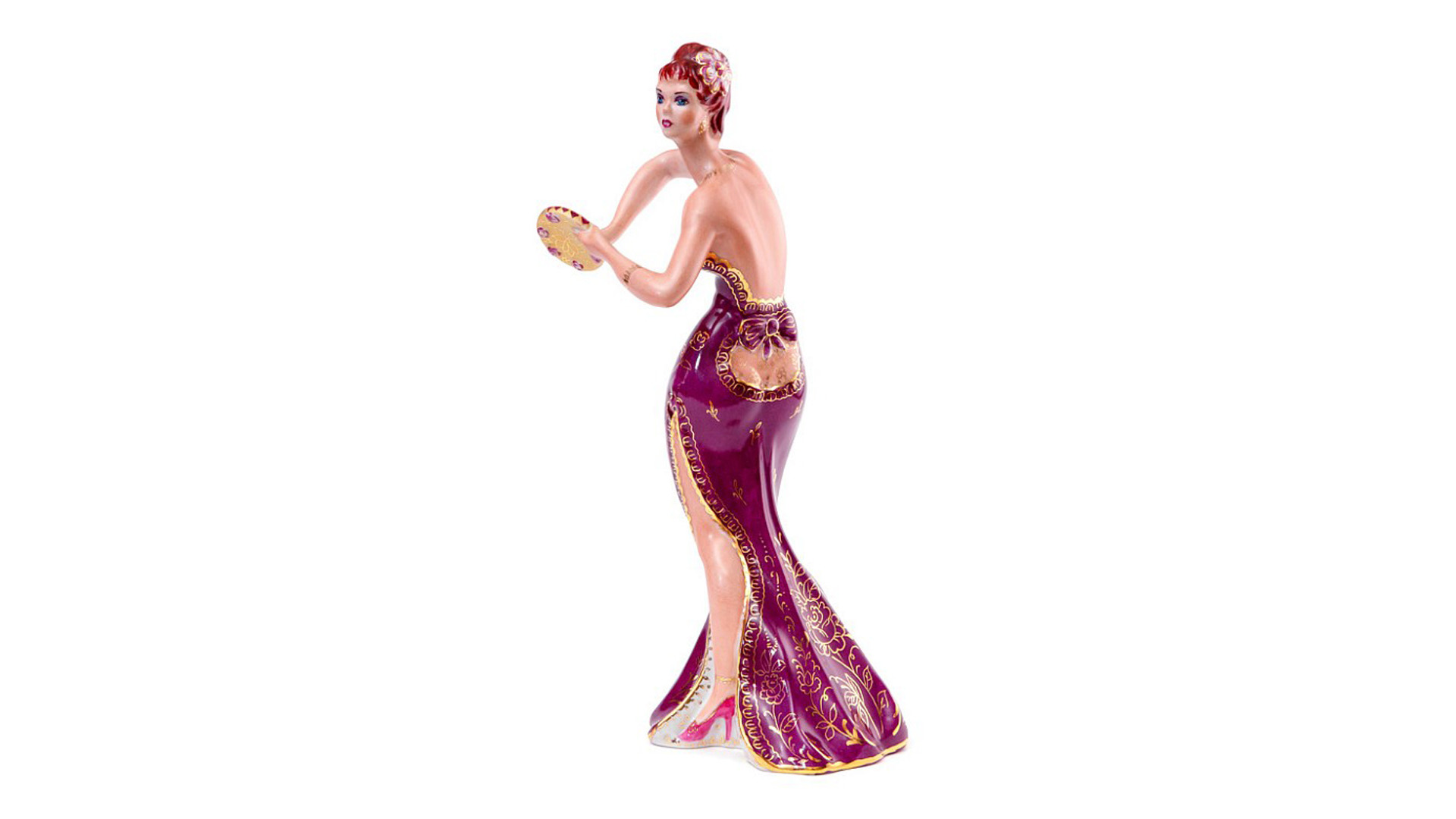 Скульптура Франц Гарднер в Вербилках Танцовщица   В  бордовом 33 см, фарфор твердый