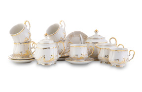 Сервиз чайный Мануфактуры Гарднеръ в Вербилках Кузнецовский на 6 персон 15 предметов, позолота