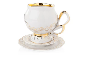 Чашка чайная с блюдцем Франц Гарднер в Вербилках Подарочная с бантом 300 мл, фарфор твердый