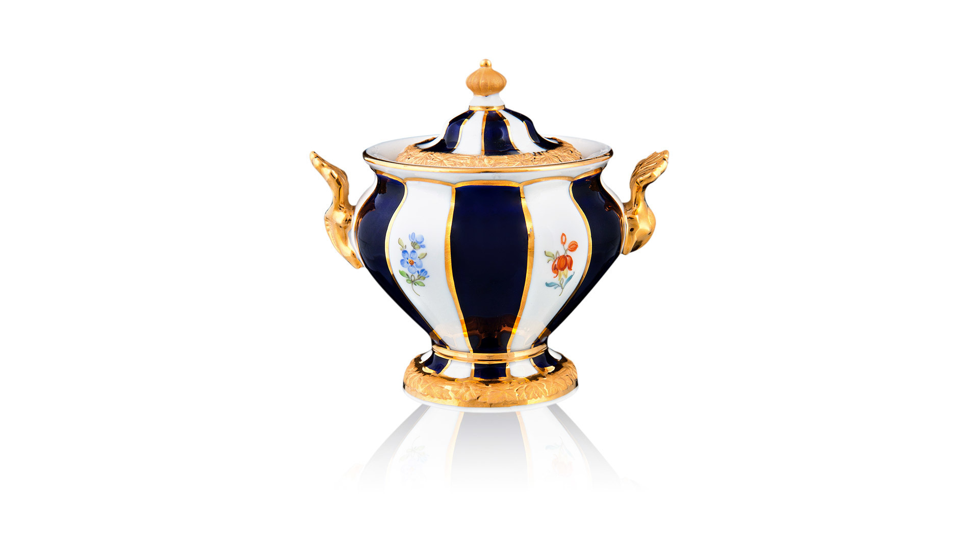 Сервиз чайный Meissen Форма - Икс на 6 персон 22 предмета,, россыпь цветов, кобальт