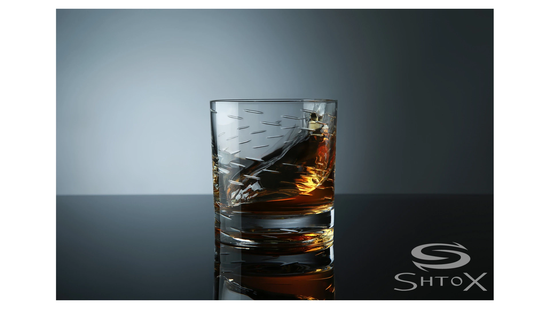 Стакан вращающийся для виски Shtox Линии 320 мл, хрусталь, п/к, 017