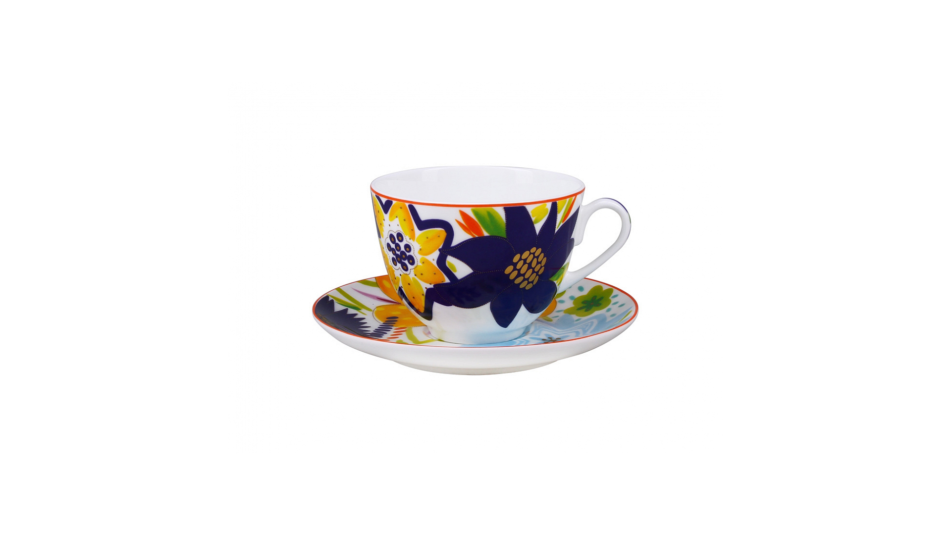 Чашка чайная с блюдцем ИФЗ Букет для Марии Весенняя-2, фарфор костяной