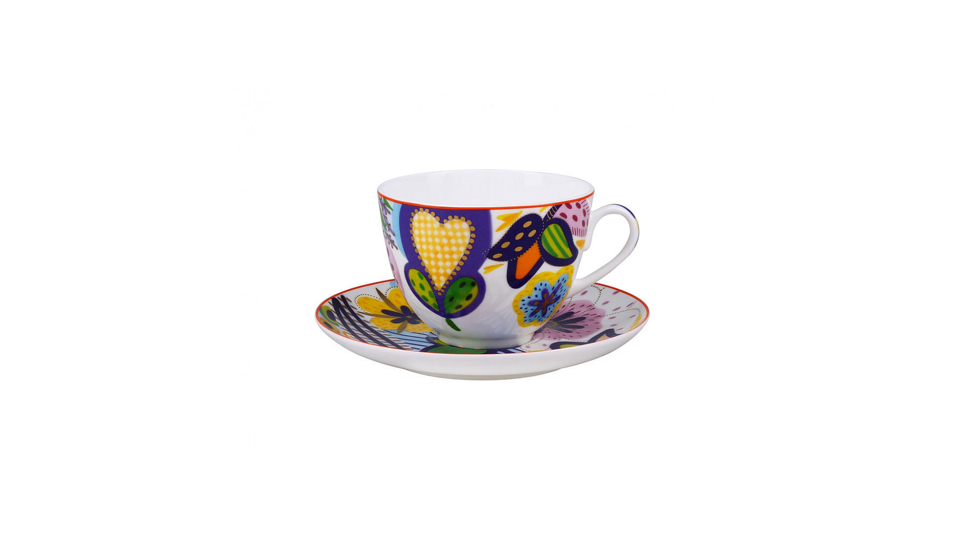 Чашка чайная с блюдцем ИФЗ Букет для Татьяны Весенняя-2, фарфор костяной
