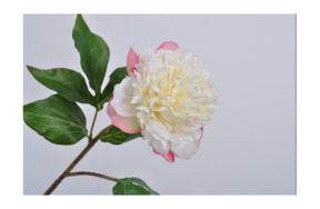 Цветок искусственный Silk-ka "Пион"  54см (бело-розовый)