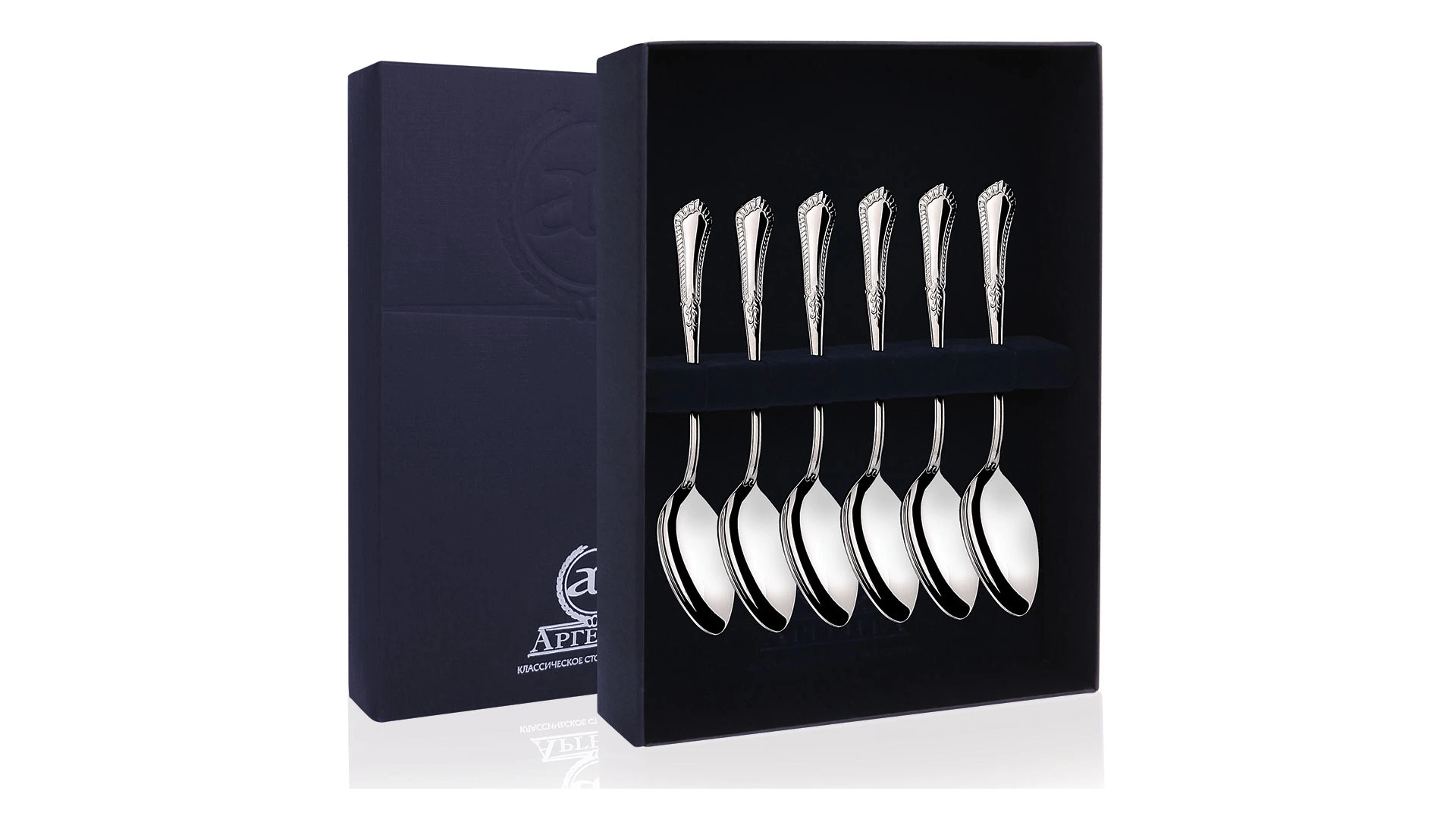 Набор кофейных ложек в футляре АргентА Classic Фаворит 75,8 г, 6 шт, серебро 925