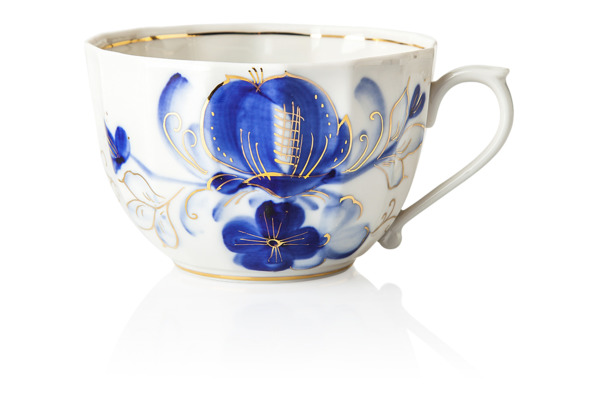 Чашка чайная с блюдцем Франц Гарднер в Вербилках Источник Голубая магнолия, фарфор твердый