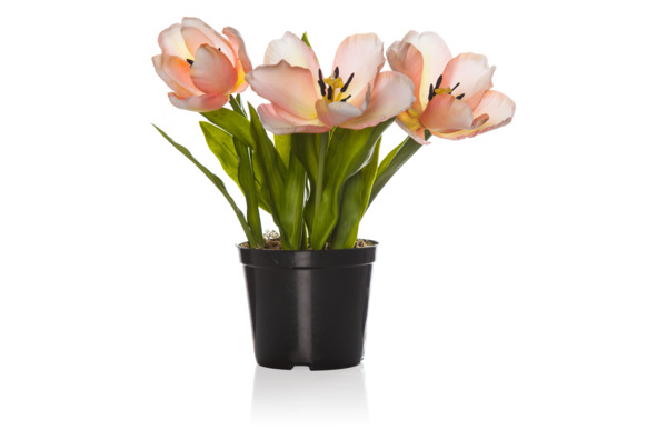 Цветок искусственный в горшке Silk-ka "Тюльпан" 34см (персиковый)