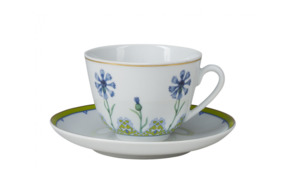 Чашка чайная с блюдцем ИФЗ Небесно-голубой василек Весенняя, фарфор твердый
