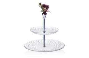 Блюдо двухъярусное Cristal de Paris Круги,Роза34х25см, пурпурно-зеленое