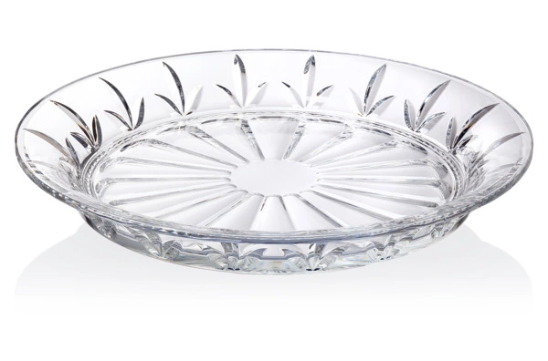 Блюдо для сыра с крышкой Cristal de Paris Букет тюльпанов 24х40см, пурпурно-зеленая