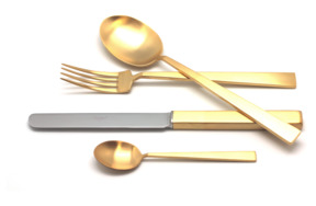 Набор столовых приборов Cutipol Bauhaus Gold на 12 персон 72 предмета, сталь, золотой, матированный,