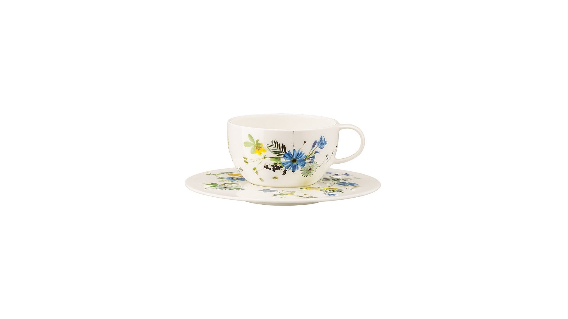 Чашка чайная с блюдцем Rosenthal Альпийские цветы 250 мл, фарфор костяной