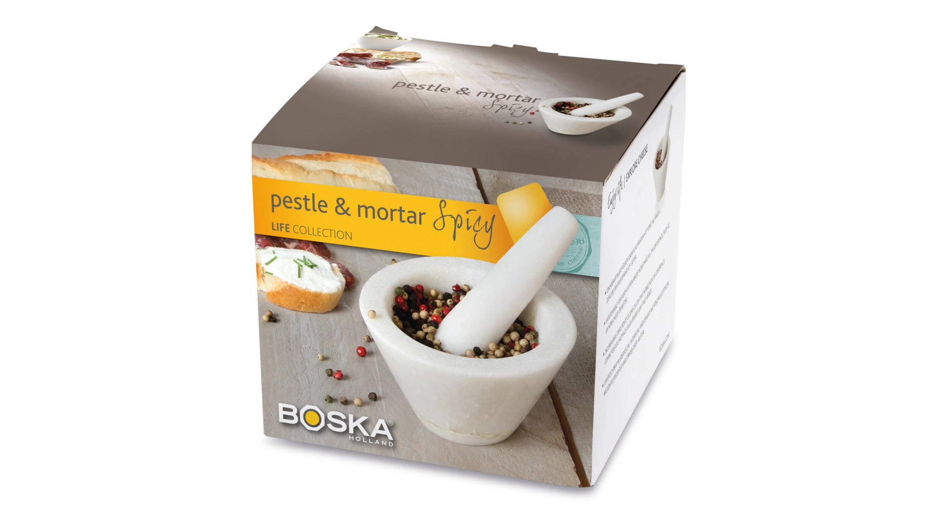 Ступка с пестиком Boska для специй 10,5х9,5см, мрамор, белая, п/к