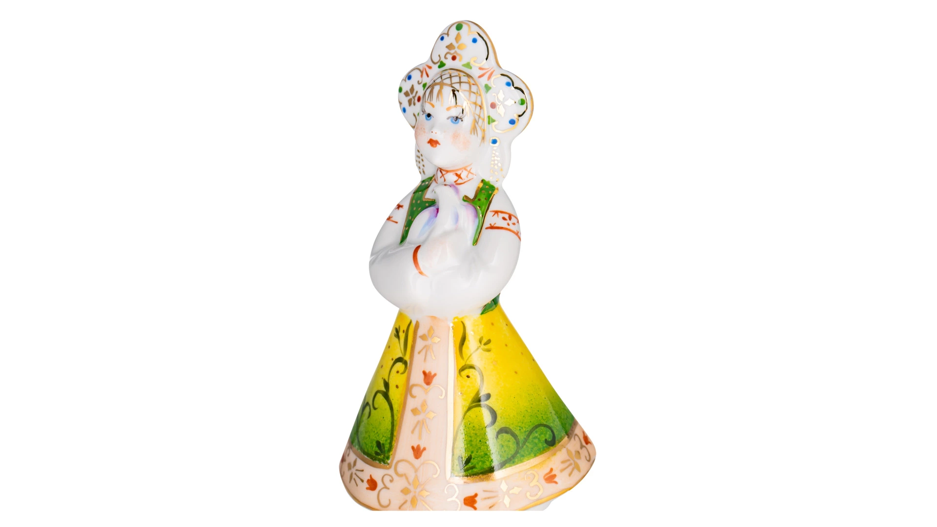 Скульптура Франц Гарднер в Вербилках Катюша Зелёный сарафан 13,5 см, фарфор твердый