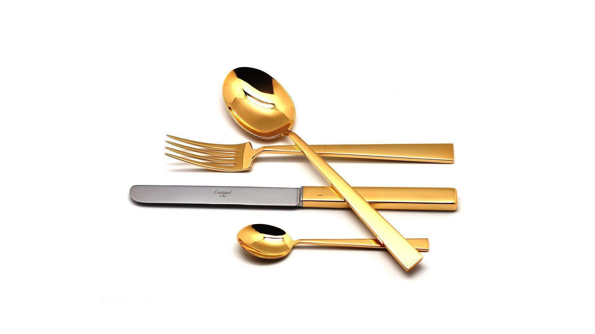 Набор столовых приборов Cutipol Bauhaus Gold на 6 персон 24 предмета, сталь нержавеющая, золотой, п/