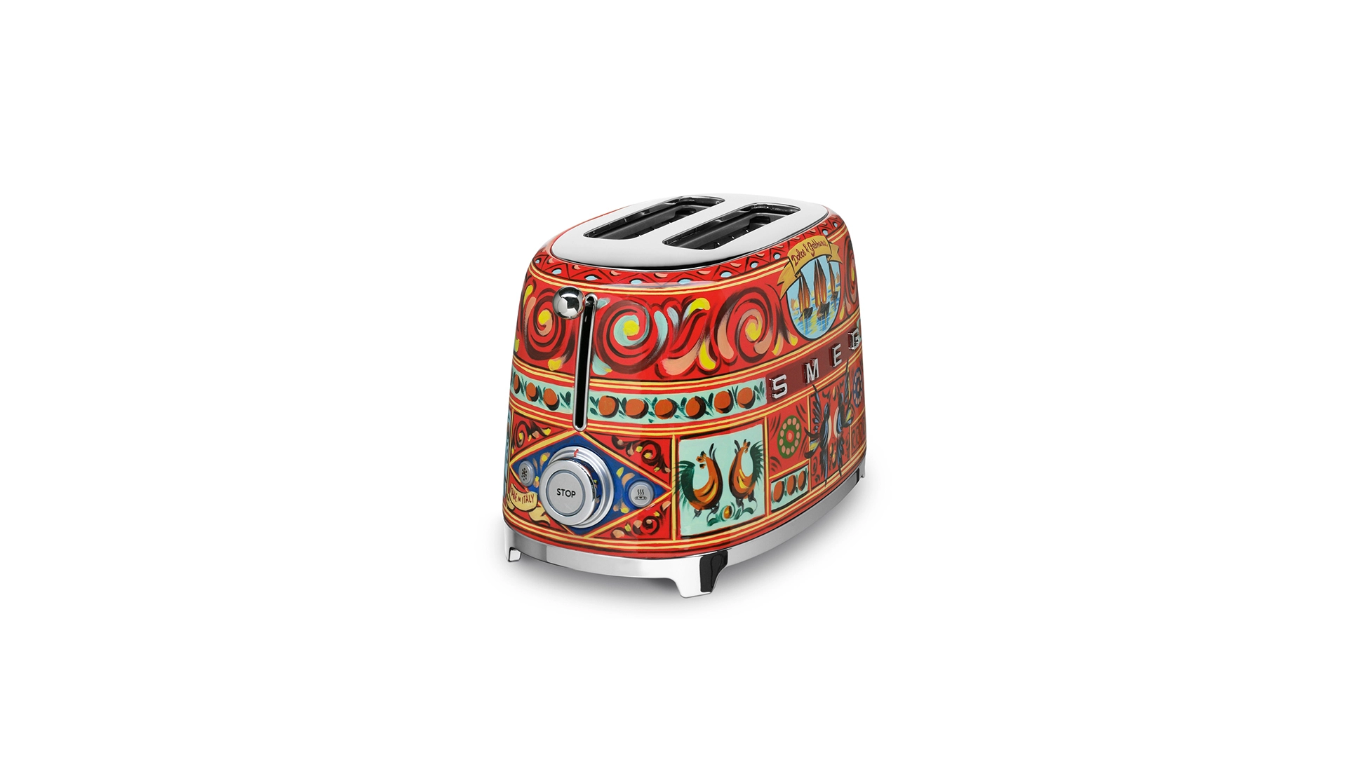 Тостер на 2 ломтика SMEG D&G TSF01DGEU Sicily is my love, красный