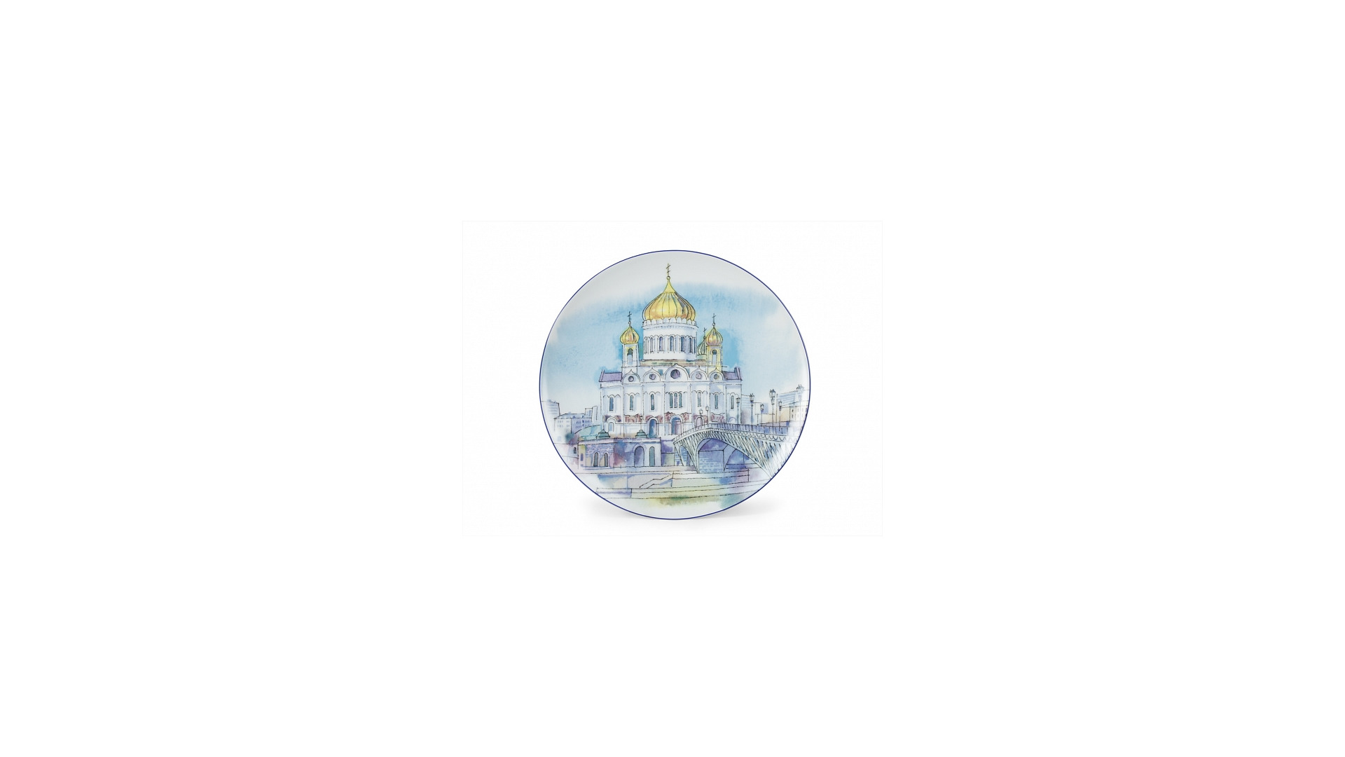 Тарелка декоративная ИФЗ  Храм Христа Спасителя Элипс 19,5 см, фарфор твердый